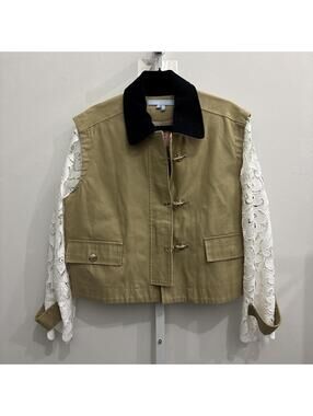 Hill House Canvas Jacket with Eyelit Lace Sleeves